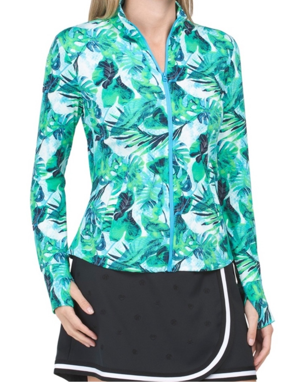 Tommy‎ Bahama Golf Green Blue Palm Leaf Full Zip Jacket